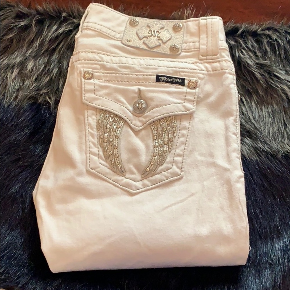Angel Wing MISS ME Skinny Jeans WHITE 29W x31.5L